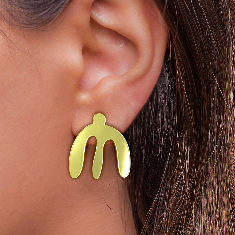 گوشواره طلا 18 عیار زنانه مدوپد مدل هندسی کد GA1-12002