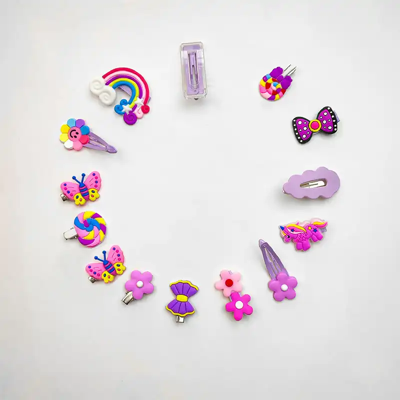 گیره مو زنانه مدل سیلیکونی کد 4081 بسته 14 عددی