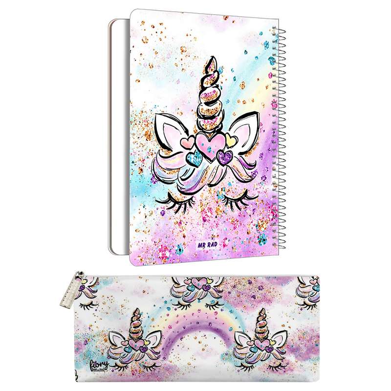 دفتر نقاشی مستر راد مدل یونیکورن طرح الی کد fiory 2073 به همراه جامدادی