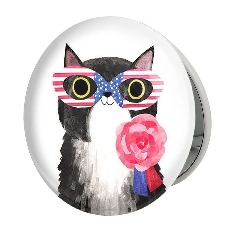 آینه جیبی خندالو طرح گربه مدل تاشو کد 5206 