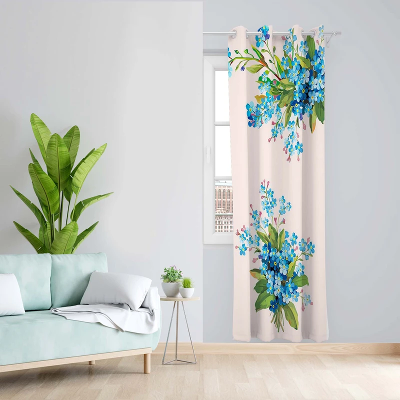 پرده طرح گل مدل مخمل پانچی کد 5403R z سایز 140x200 سانتی متر