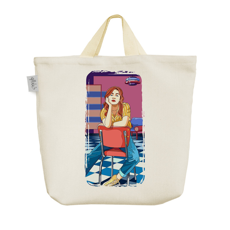 ساک خرید خندالو مدل دختری در کافه کد 5660