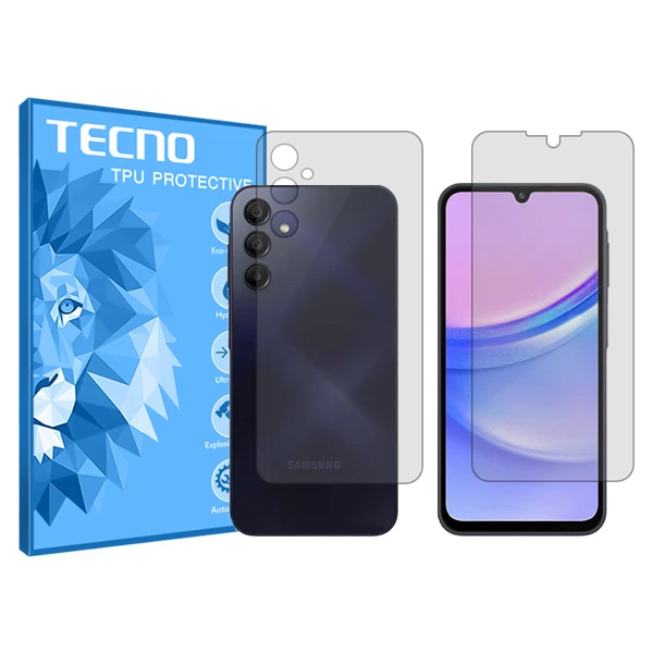 محافظ صفحه نمایش شفاف تکنو مدل HyGEL مناسب برای گوشی موبایل سامسونگ Galaxy A15 به همراه محافظ پشت گوشی 