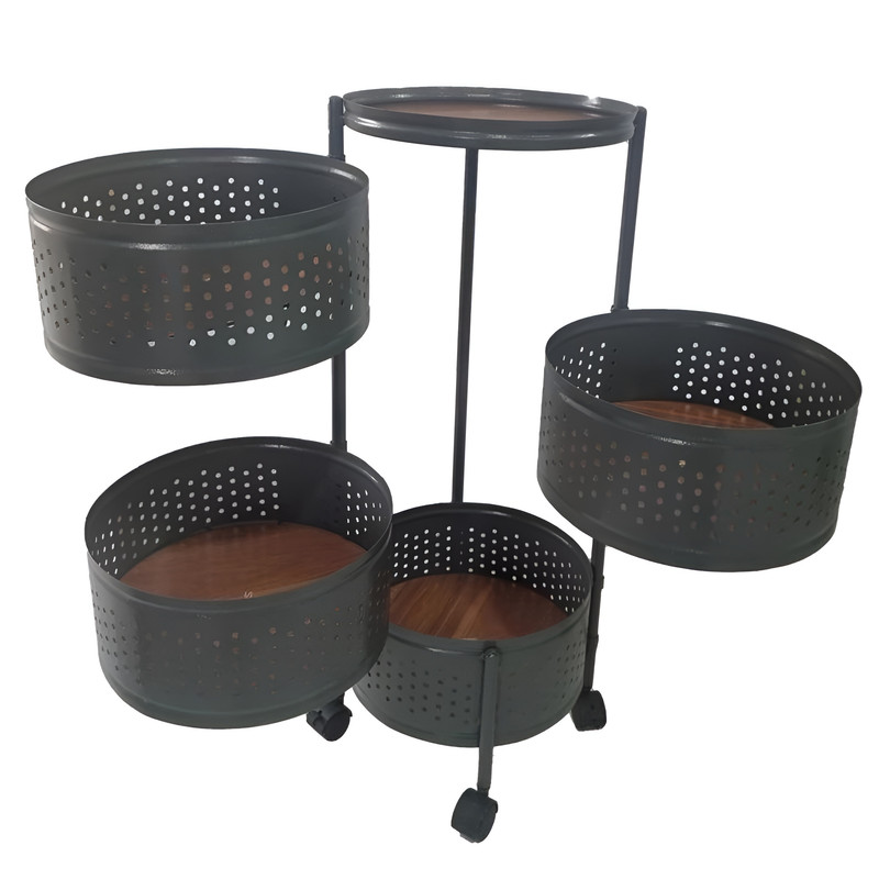 سبد سیب زمینی و پیاز ساین مدل گرد چهارطبقه چرخ دار