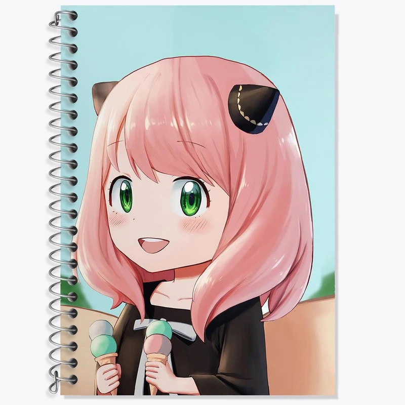 دفتر زبان 50 برگ خندالو مدل دو خط طرح آنیا فورجر انیمه اسپای ایکس فمیلی Spy x Family کد 15586