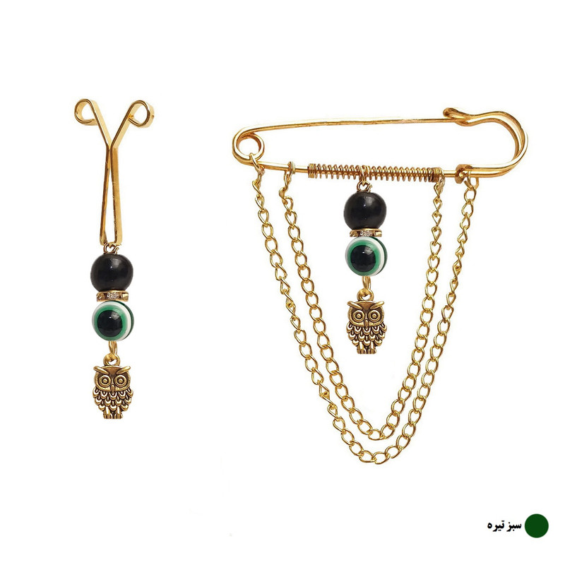 سنجاق سینه زنانه مدل چشم نظر به همراه گیره روسری