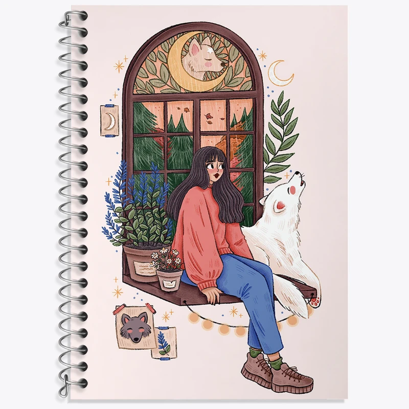 دفتر زبان 50 برگ خندالو مدل سه خط طرح دخترانه کد N5652