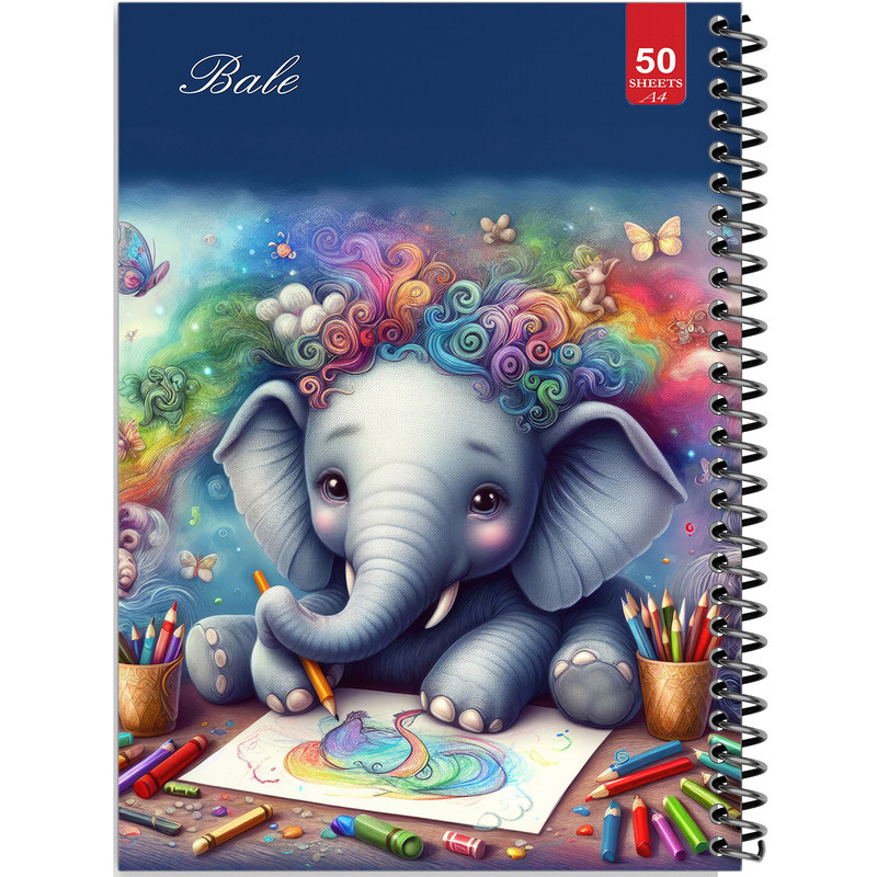 دفتر نقاشی 50 برگ انتشارات بله طرح فیل در حال طراحی کد A4-L197