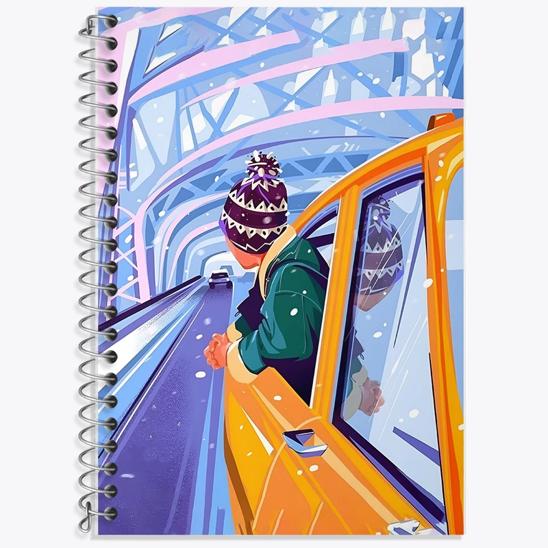 دفتر زبان 50 برگ خندالو مدل سه خط طرح گردش در روز برفی کد F7367