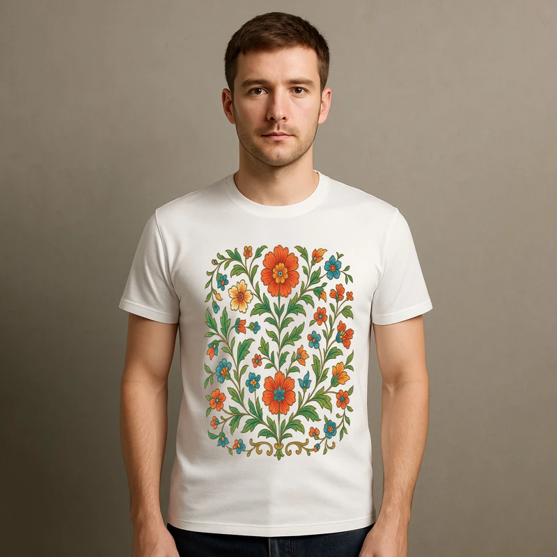 تیشرت آستین کوتاه مردانه مدل نقوش اسلیمی