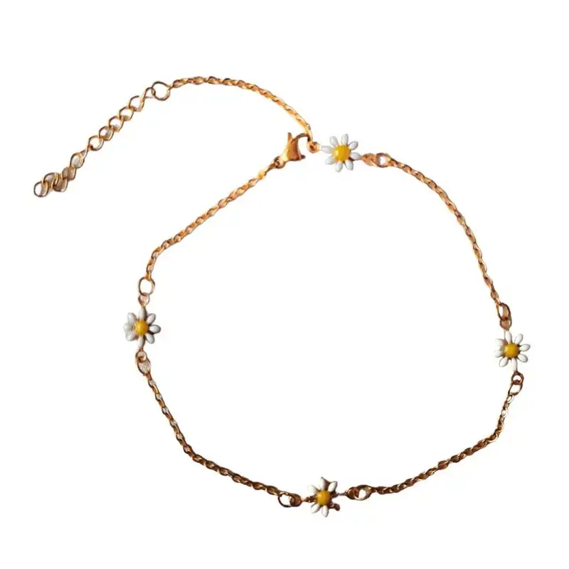 پابند زنانه استینلس استیل مدل بابونه تک لاین