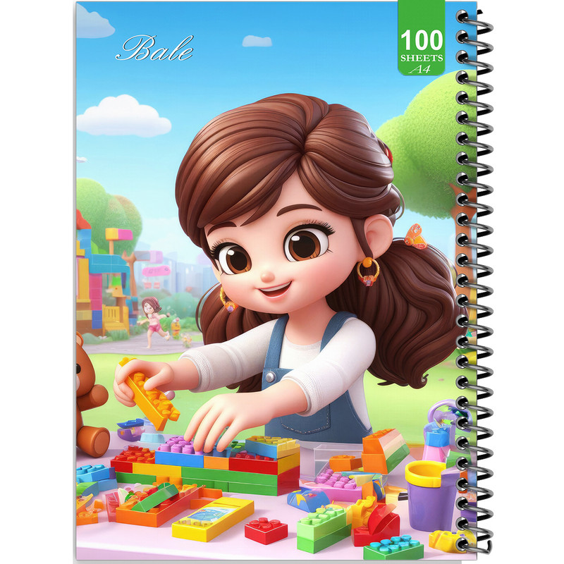 دفتر نقاشی 100 برگ بله مدل رحلی طرح فانتزی دخترانه لگو بازی کد A4-N538