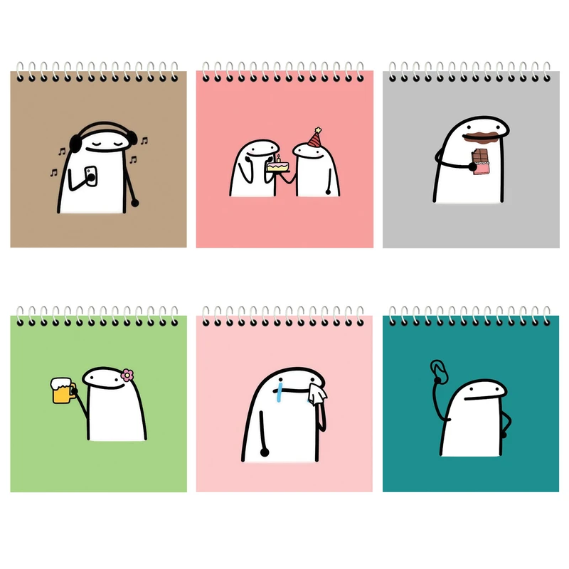 دفترچه یادداشت 50 برگ آلبالو طرح آقای خط فانتزی بسته 6 عددی