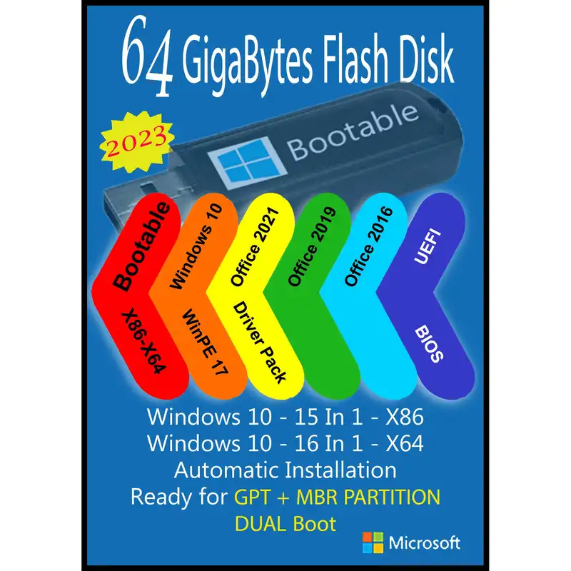 سیستم عامل Windows 10 X86/X64 2023 31 IN 1 - Office 2016-2019-2021 Pro Plus نشر مایکروسافت