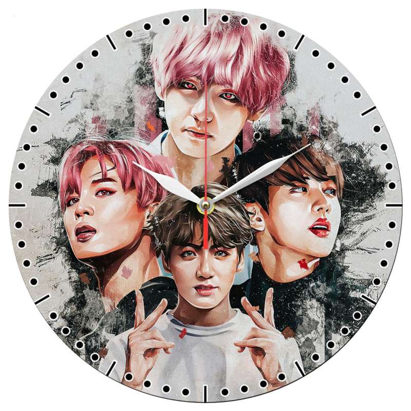 ساعت دیواری طرح گروه موسیقی BTS کد 1236