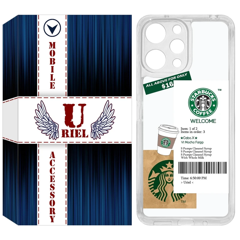 کاور یوریل مدل Clear کد 4 طرح استارباکس مناسب برای گوشی موبایل شیائومی Redmi 12 4G / 12 5G