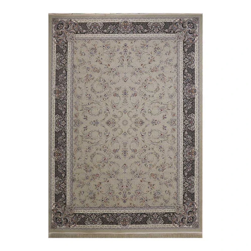 فرش ماشینی 1200 شانه فرش ساوین زمینه بژ حاشیه بژ مدل درین 7612