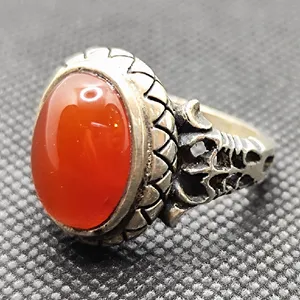 انگشتر نقره مردانه مدل عقیق خراسانی کد 966