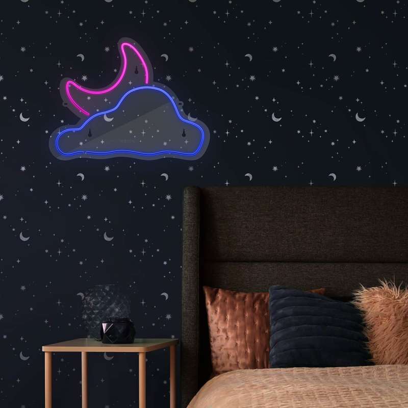 چراغ دیواری نئون دیزاین طرح Cloud-Vs-Moon_BL