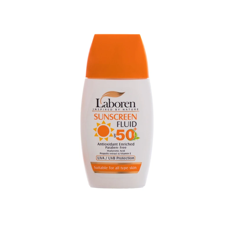 فلوئید ضد آفتاب بی‌رنگ دست، صورت لابورن SPF 50 مدل Hyaluronic Acid ‌محافظ UVA ،UVB مناسب برای انواع پوست حجم 50 میلی‌لیتر