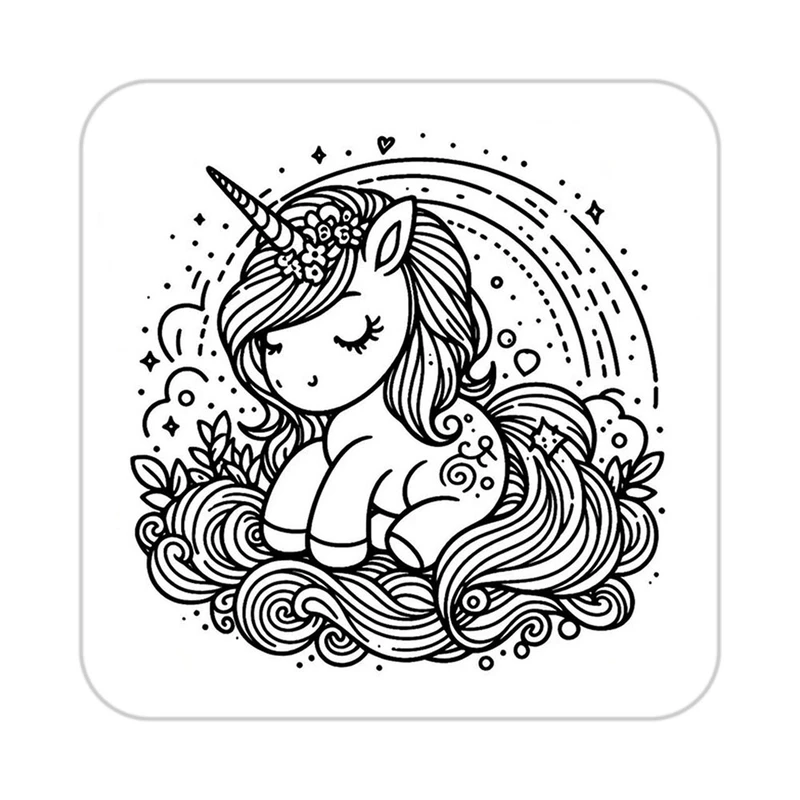 زیر لیوانی کاکتی طرح اسب تک شاخ و یونیکورن مدل mp31364