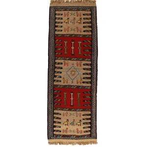 گلیم دستبافت کناره طول دو متر کد 140248