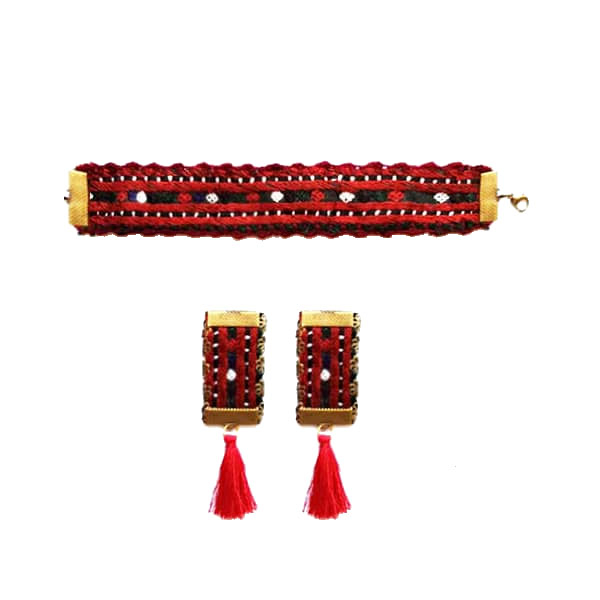 ست دستبند و گوشواره سوزن دوزی طرح بلوچ کد E6