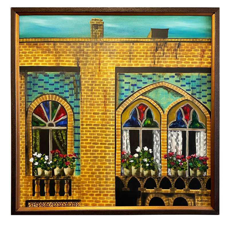 تابلو نقاشی رنگ روغن خانه آجری