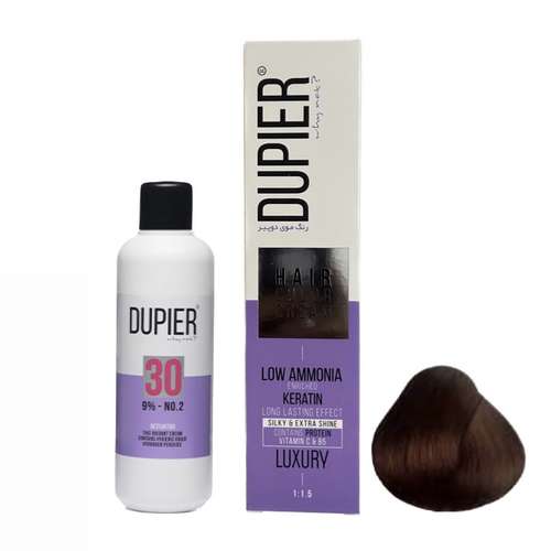 رنگ موی دوپیر سری دودی شماره 4/1 قهوه ای دودی متوسط C3 به همراه اکسیدان دوپیر مدل پروکساید 9 درصدی حجم 150 میلی لیتر