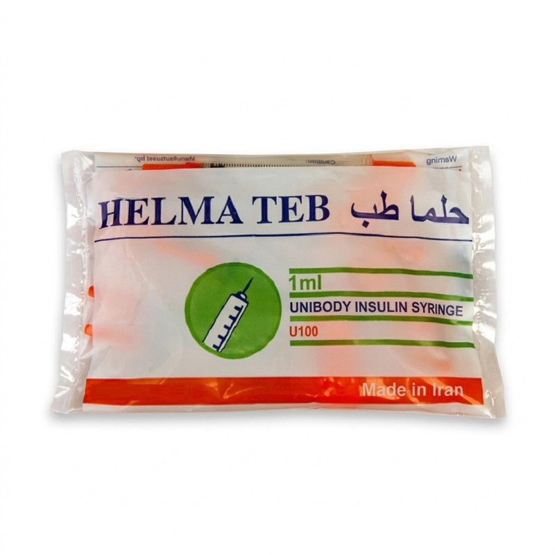 سرنگ انسولین حلما طب 1 سی سی مدل یکپارچه بسته 40 عددی
