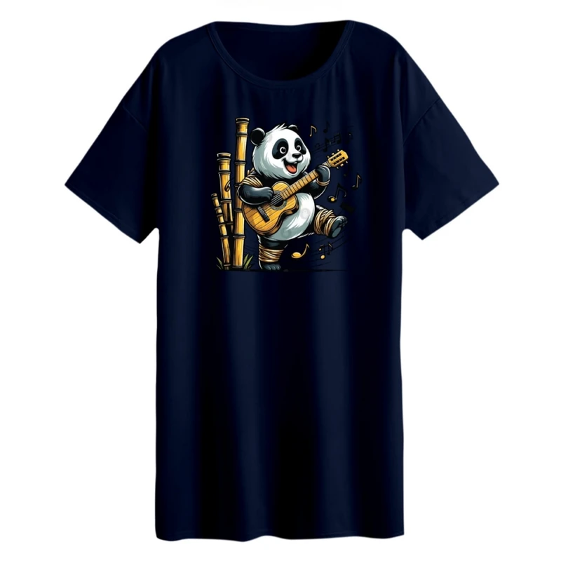 تی شرت لانگ زنانه مدل پاندا گیتار