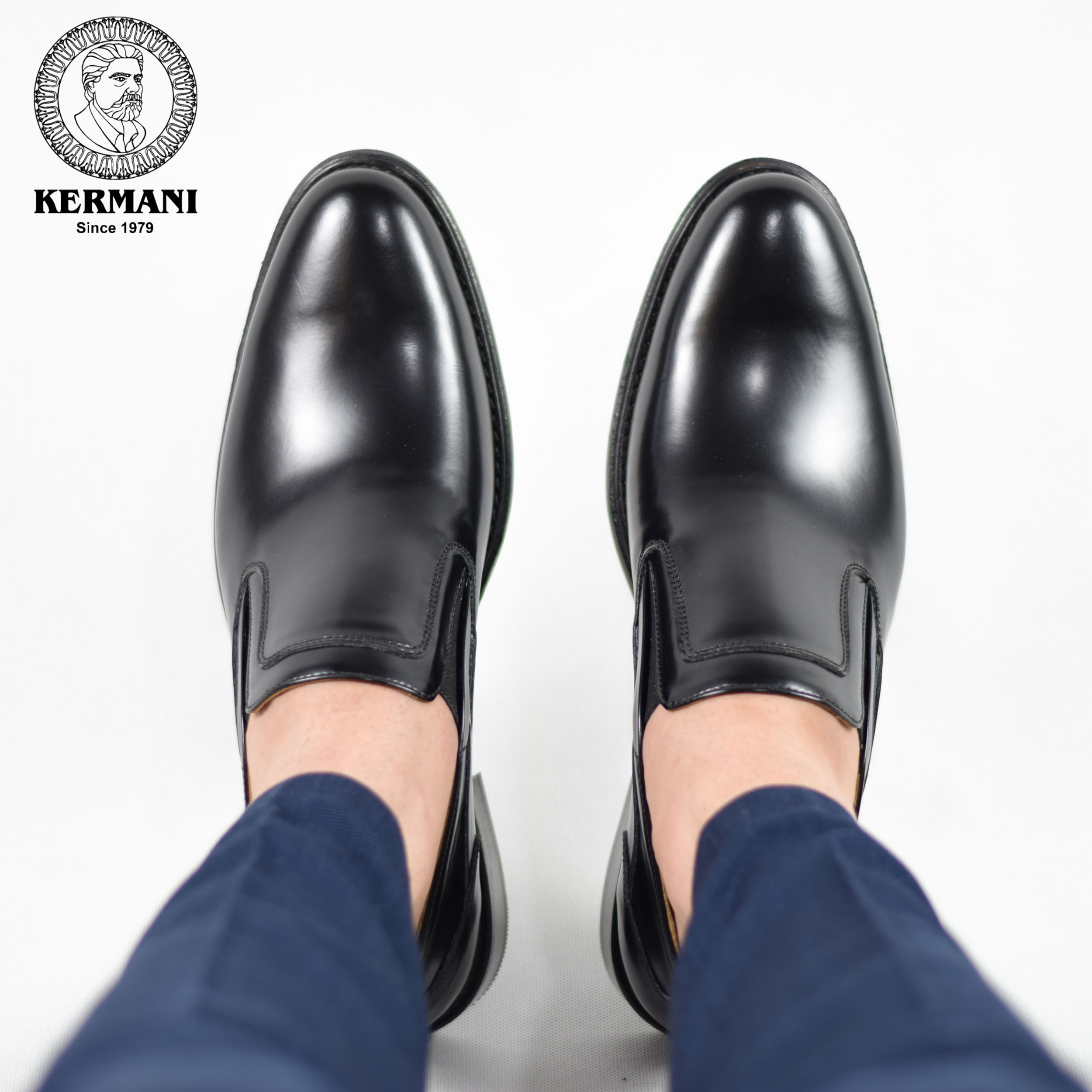 کفش مردانه کرمانی مدل تمام چرم طبیعی بروشاو دستدوز کد 350 رنگ مشکی -  - 6