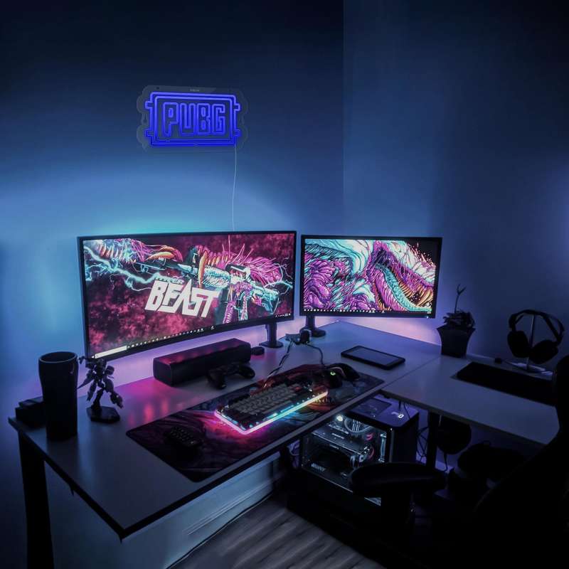 چراغ دیواری نئون دیزاین طرح Pubg-Logo_BL