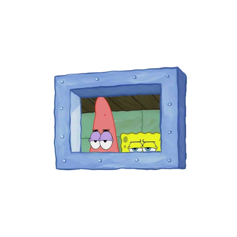 استیکر لپ تاپ مدل باب اسفنجی و پاتریک داخل پنجره کد 2025