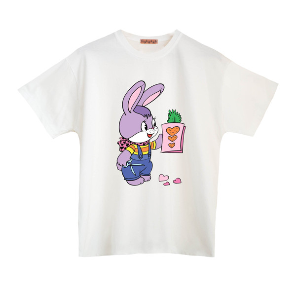 تی شرت آستین کوتاه  بچگانه مدل خرگوش هویج خور رنگ سفید