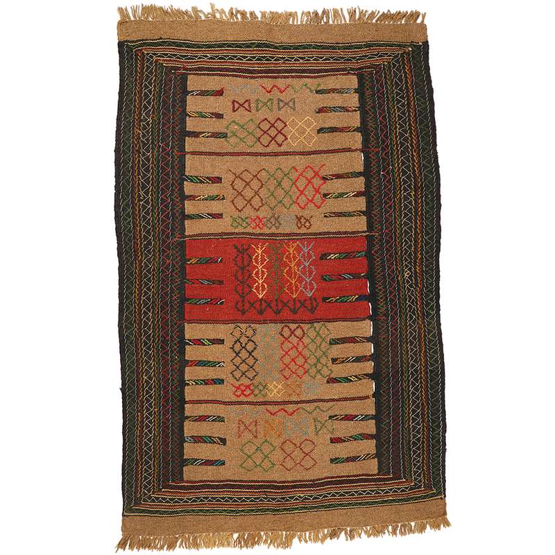 گلیم دستبافت دو متری طرح سفره کردی کد 140875