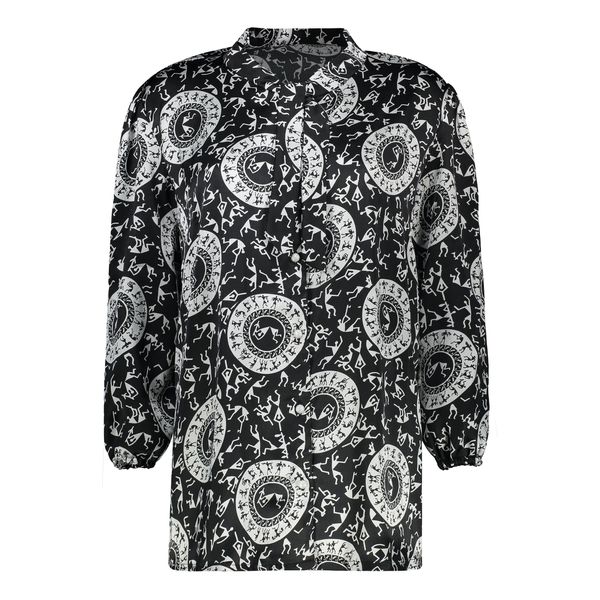 شومیز آستین بلند یقه برگردان زنانه مدل پگاه رنگ مشکی