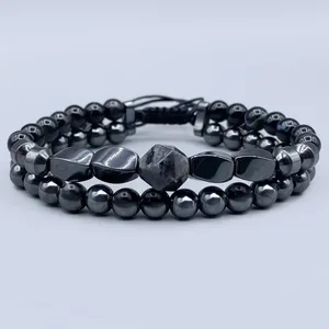 دستبند مردانه مدل عقیق حدید لارویکیت کد 004