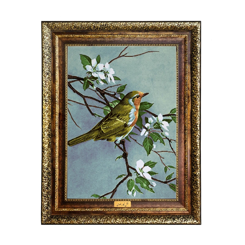 تابلو فرش ماشینی نقش نگار رضوی طرح پرنده کد 1043H
