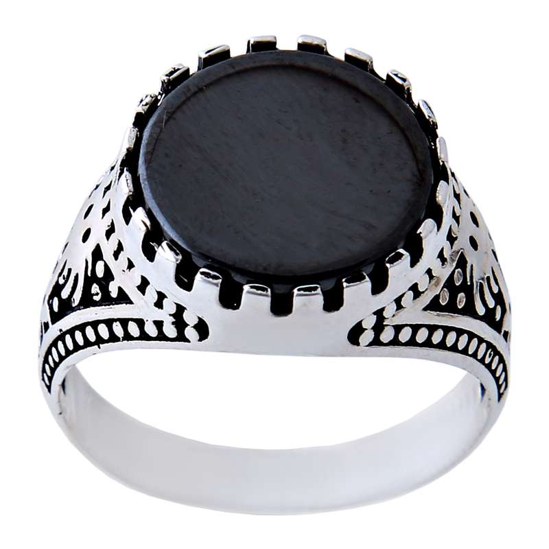 انگشتر نقره مردانه بازرگانی میلادی مدل عقیق رکاب دست ساز کد AM_372