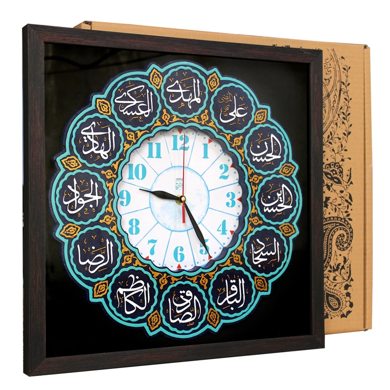 عکس شماره 2 : ساعت دیواری لوح هنر طرح دوازده امام علیهم السلام کد 206
