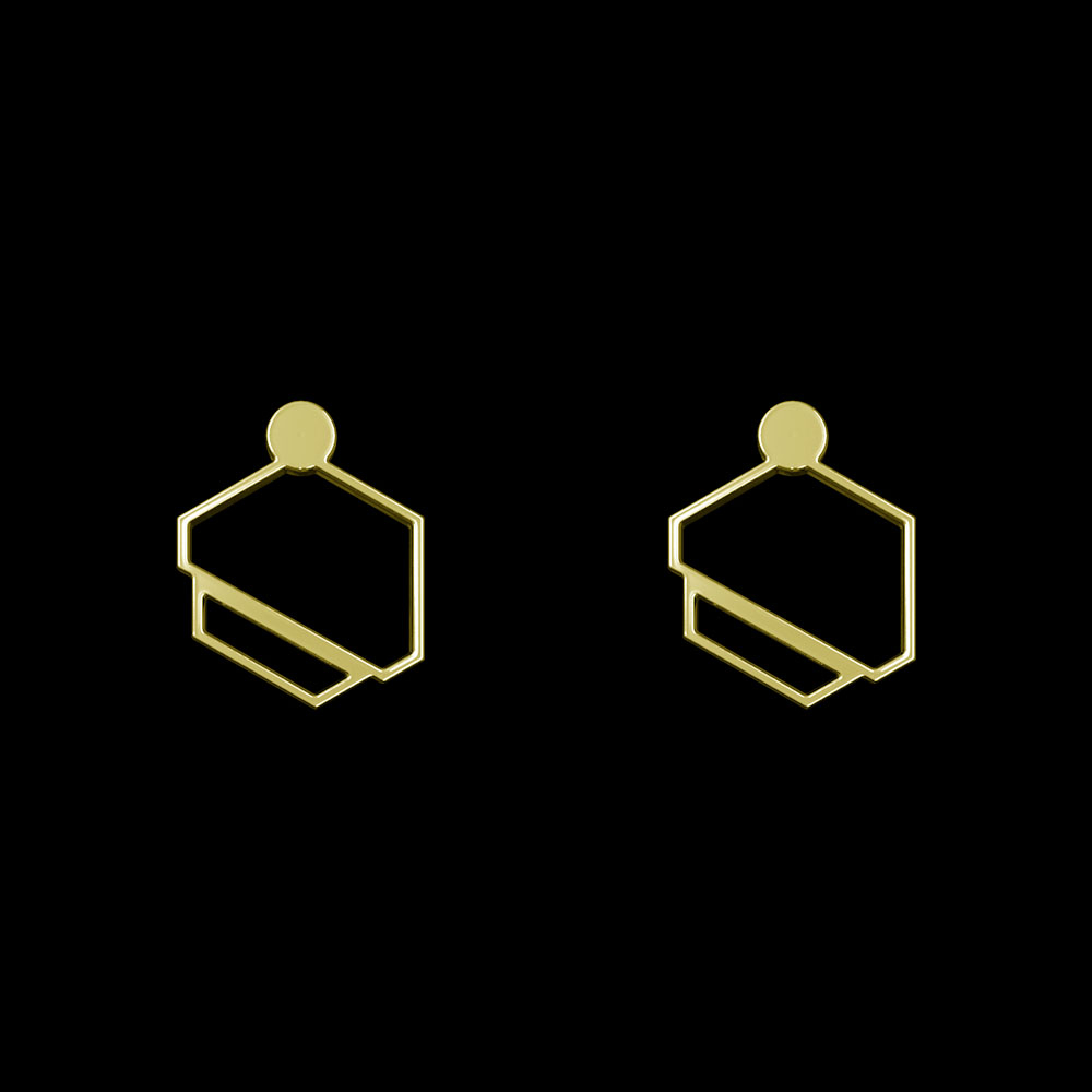 گوشواره طلا 18 عیار زنانه مدوپد مدل هندسی کد GA1-10396