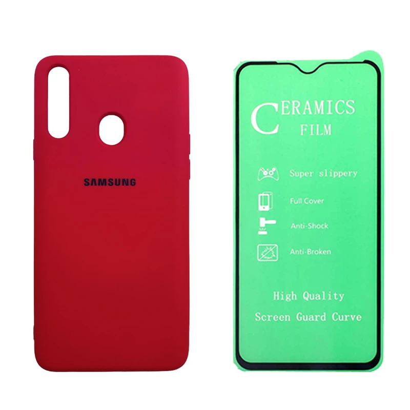 کاور مدل سیلیکونی R-9857 مناسب برای گوشی موبایل سامسونگ Galaxy A20s به همراه محافظ صفحه نمایش
