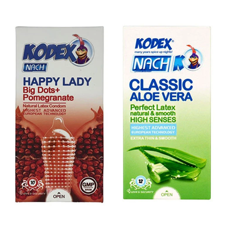 کاندوم ناچ کدکس مدل CLASSIC ALOE VERA بسته 12 عددی به همراه کاندوم ناچ کدکس مدل Happy lady بسته 10 عددی