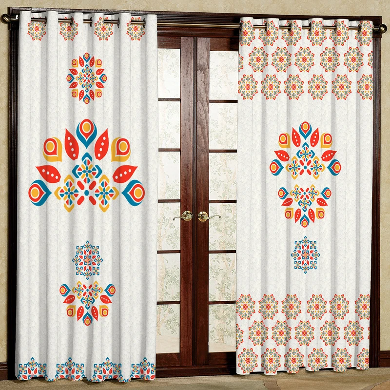  پرده بارمان دکور طرح سنتی مدل هازان پانچی کد 78-1977 W سایز 140x280 سانتی متر