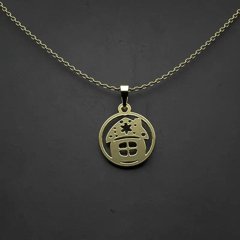 گردنبند طلا 18 عیار زنانه مدوپد مدل خونه کد NN2-1-1003