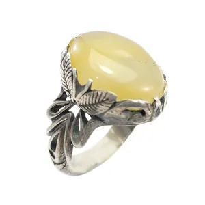 انگشتر نقره مردانه مدل عقیق زرد کد 5949801