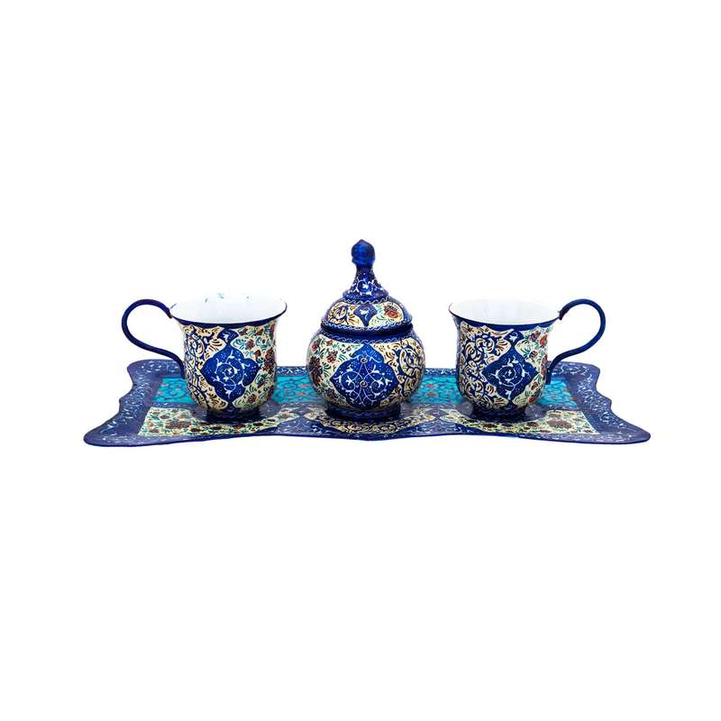 سرویس چای خوری میناکاری 4 پارچه طرح اسلیمی کد 16-18-102