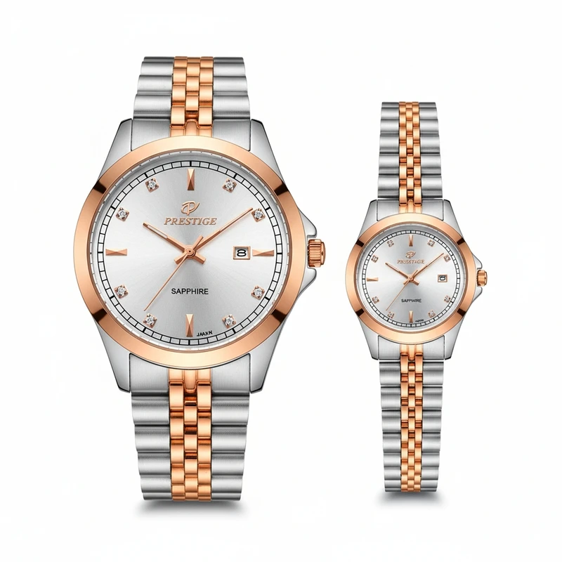 ست ساعت مچی عقربه‌ای کوارتز زنانه و مردانه پرستیژ مدل P9205