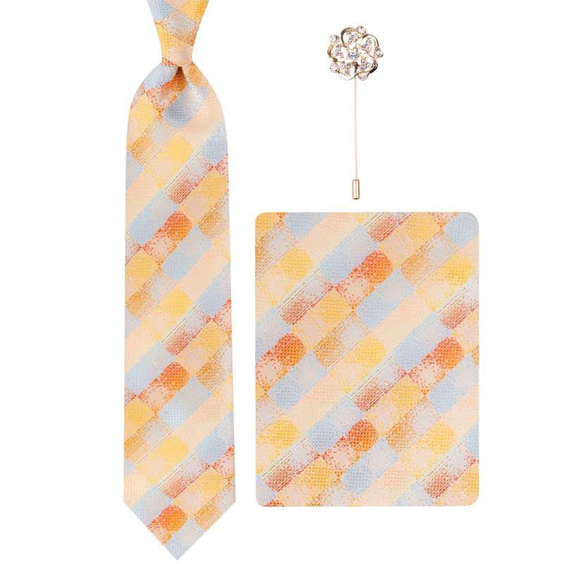 ست کراوات و دستمال جیب و گل کت مردانه مدل GF-PO1050RE-OR
